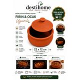 DestiHome Doğal Topraktan El Yapımı Fırınlanmış Tencere Güveç Orta Boy( 22x12cm)(3 ile 4 Kişilik)
