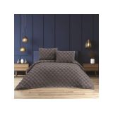 Destin Çift Kişilik Yatak Örtüsü Seti, 3 Parça, 250x260 cm, Yastık Kılıfı 60x80 cm, Jakarlı Şönil Kumaş (Füme)