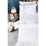 Destina Nakışlı %100 Pamuk Nevresim Takımı - Krem - 220 x 240 cm