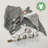Destiny Hometex %100 Pamuklu 8 Kat Muslin Kumaş Çift Çıtçıtlı 5'li Bebek Mama Önlüğü/ağız Mendili - 0 - 2 Yaş - Antrasit