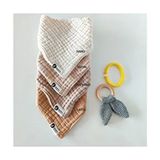 Destiny Hometex %100 Pamuklu 8 Kat Muslin Kumaş Üç Çıtçıtlı Bebek Mama Önlüğü 4'lü Set Ağız Mendili - Vizon