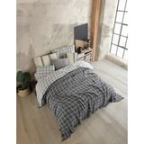 Destiny Hometex Gri Kare Desenli Naturel 4 Katlı Multi Muslin %100 Pamuk Yatak Örtüsü - 200 x 240 cm