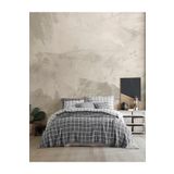 destinyhometex Gri Kare Desenli Naturel 4 Katlı Muslin %100 Pamuk Çift Kişillik Yatak Örtüsü/Pike 240x250cm.
