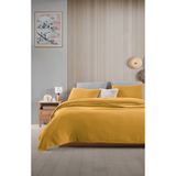 destinyhometex Hardal Çift Kişilik 240x250cm Pike/Yatak Örtüsü/2 Adet 50x70cm Yastık 4 Kat Muslin %100 Pamuk