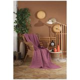 destinyhometex Mürdüm Renk Waffle Desen Saçaksız Koltuk Örtüsü/tv Battaniyesi 140x200cm