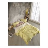 destinyhometex Sarı Çift Kişilik 230x240cm Yatak Örtüsü/2 Adet 50x70cm Yastık 4 Katlı Multi Muslin %100 Pamuk