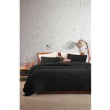 destinyhometex Siyah %100 Pamuk Tek Kişilik 160x240cm Waffle Saçaksız Yatak Örtüsü/1 Adet 50x70cm Yastık