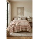 Destiva Home 4 Kat Müslin Çift Kişilik Yatak Örtüsü 220X230 cm %100 Pamuk Çizgili Koltuk Örtüsü Tv Battaniyesi - Gül Kurusu