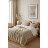 Destiva Home 4 Kat Müslin Çift Kişilik Yatak Örtüsü 220X230 cm %100 Pamuk Koltuk Örtüsü Tv Battaniyesi - Bej