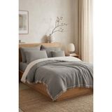Destiva Home 4 Kat Müslin Çift Kişilik Yatak Örtüsü 220X230 cm %100 Pamuk Koltuk Örtüsü Tv Battaniyesi - Gri