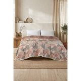 Destiva Home 5 Kat Dolgulu Müslin Çift Kişilik Yatak Örtüsü 220X240 cm %100 Pamuk Çift Taraflı Jakar Geometrik Desen - Kiremit