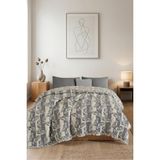 Destiva Home 5 Kat Dolgulu Müslin Çiftkişilik Yatak Örtüsü 220X240 cm %100 Pamuk Çift Taraflı Jakar Desenli Örtü - Gri