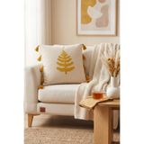Destiva Home Buldan İşi Ağaç Desenli Punch Nakışlı Püsküllü Gizli Fermuarlı Pamuk Kırlent Kılıfı 43x43 cm