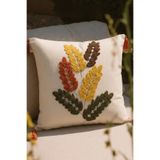 Destiva Home Buldan İşi ÇiçekDesen Kırmızı Püskül Pamuk Punch Nakış Kırlent Kılıfı 42x42cm