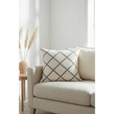Destiva Home Çizgisel Desenli Punch Nakışlı Pamuk Gizli Fermuarlı Kırlent Kılıfı 42X42 cm - 42 x 42 cm - Gri