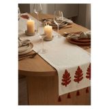 Destiva Home Kiremit Renk Ağaç Nakışlı Püsküllü Buldan İşi Pamuk Runner (40x130 cm)