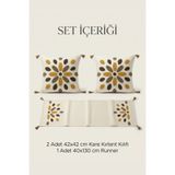 Destiva Home Punch Nakışlı Damla Desenli Kırlent Runner Seti 2 Kare Kırlent 1 Runner Boho Dekoratif Salon Seti