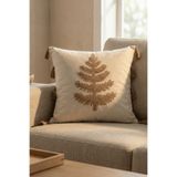 Destiva Home Renkli Ağaç Punch Nakışlı Dekoratif Püsküllü Kırlent Kılıfı Pamuk 42x42 cm
