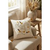 Destiva Home Renkli Bahar Çiçeği Punch Nakışlı Dekoratif Püsküllü Kırlent Kılıfı Pamuk 42x42 cm