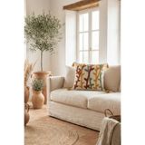 Destiva Home Renkli Dal Punch Nakışlı Dekoratif Püsküllü Kırlent Kılıfı Pamuk 42 x 42 cm