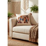 Destiva Home Renkli Etnik Fil Punch Nakışlı Dekoratif Püsküllü Kırlent Kılıfı Pamuk 42x42 cm