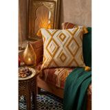 Destiva Home Renkli Etnik Punch Nakışlı Dekoratif Püsküllü Kırlent Kılıfı Pamuk 42x42 cm