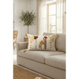 Destiva Home Renkli Kaktüs Punch Nakışlı Dekoratif Püsküllü Kırlent Kılıfı Pamuk 35x 55 cm