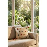 Destiva Home Renkli Nokta Punch Nakışlı Dekoratif Püsküllü Kırlent Kılıfı Pamuk 42x42 cm