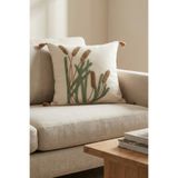 Destiva Home Renkli Sazlık Punch Nakışlı Dekoratif Püsküllü Kırlent Kılıfı Pamuk 42x42 cm