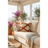 Destiva Home Renli Çapraz Çizgi Punch Nakışlı Püsküllü Kırlent Kılıfı Pamuk 42x42 cm