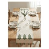 Destiva Home Yeşil Renk Ağaç Nakışlı Püsküllü Buldan İşi Pamuk Runner (40x130 cm)