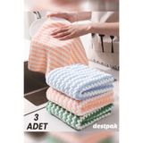 Destpak 3 Adet Kurulama ve Temizlik Bezi - Pofuduk Bez - Süper Emici - Bulaşık Kurutma Bezi (30X30CM)