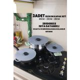 Destpak 3 ADET Silikon Tencere Tava Kapağı Seti - Güçlü Vakum - Hızlı Pişirme - Ocak, Mikrodalga Buzdolabı