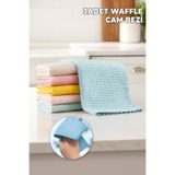 Destpak 3 ADET Waffle Cam Bezi - Ultra Kaliteli - Cam Silme Bezi - Su Emici - Tezgah Bezi - 30X30cm