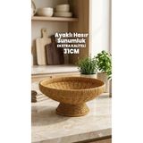 Destpak 31CM Ayaklı Sunumluk - Dekoratif Meyvelik Çerezlik - Rattan Kase Tabak Sepet - Ekstra Kaliteli Çelik Hasır