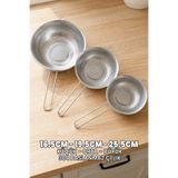 Destpak (3'lü Set) Saplı Paslanmaz Çelik Süzgeç - Profesyonel 304 Kalite Paslanmaz Çelik - Ekstra Kaliteli Ömürlük Süzgeci - Küçük, Orta, Büyük
