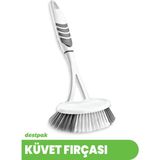 Destpak Duşakabin ve Küvet Fırçası - Plastik - Beyaz Renkli Çok Amaçlı Temizlik Aracı Lavabo, Duşakabin, Küvet ve Banyo Fırçası