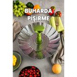 Destpak El Yakmaz Buharda Pişirme Aparatı - Süzgeç - Ayaklı Katlanır Yer Kaplamaz - Haşlama - Kaliteli Paslanmaz Çelik