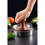 Destpak Hamburger Köfte Presi - Hamburger Press - Köfte Şekillendirici - Ahşap Saplı - Profesyonel Paslanmaz Çelik