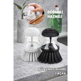 Destpak Pratik Bulaşık Fırçası - Deterjan Hazneli Bulaşık Fırçası Düğmeli Zor Kir Çıkarıcı ve Çizmez Lavabo