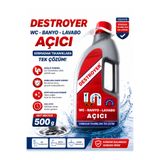 destroyer 500 Gr Gider Açıcı | WC, Banyo ve Lavabo Tıkanıklık Açıcı | Güçlü Kimyasal Formül | Koruma Setli (Maske + Eldiven)