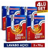 Destroyer Lavabo Açıcı Toz 2'li 70 gr - 4 Paket - Mutfak ve Duş Giderlerini, Tıkanmış Yağ ve Artıkları Kolayca Açar - 4 Adet