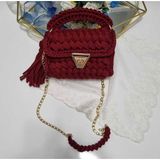 Desu Accessories Kadın Fıstık Model El Örgüsü Penye İp Omuz ve El Çantası - Bordo