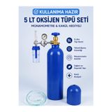 DETAMED Oksijen Tüpü 5 lt+ Manometre + Kanül