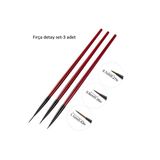 Detay Fırça Seti Pembe Sap-İnce Uçlu Fırça-Tırnak Süsleme Fırçası-Desen Fırçası, Altın Fırçası-3 Ad