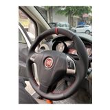detaydireksiyon Direksiyon kılıfı Fiat Linea-punto-fiorino-doblo 2013 Model Uyumlu Süet Karbon Kırmızı Yüzüklü