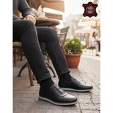 Detector Erkek Hakiki Deri Siyah Günlük Slip-On Ayakkabı, Rahat Tabanlı, Modern Tasarım
