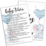 DETIHO Bebek Duş Oyunları, Cevap Kartı Kartlı Bebek Trivia Oyunları, Mavi Balon Fili, Cinsiyet Gösterimi Oyun Kartı (5" x 7", 30'lu Paket) -E09