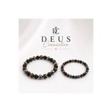 Deus Collection Oniks Hematit Kaplan Gözü Doğal Taş Çift Bileklik Seti 6 mm & 8 mm Erkek Kadın Bileklik Sevgiliye Hediye