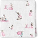 Deux Lapins %100 Pamuk Bébé Lapin Rose Müslin Bebek Örtüsü 100X100 cm - Pembe - Standart